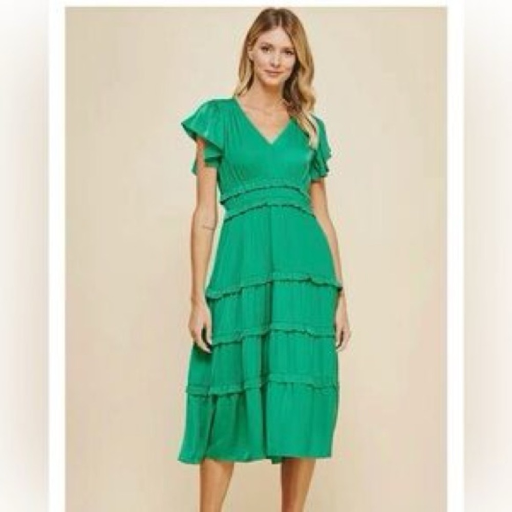 Pinch - Tea Length Tiered Ruffle Dress - Small